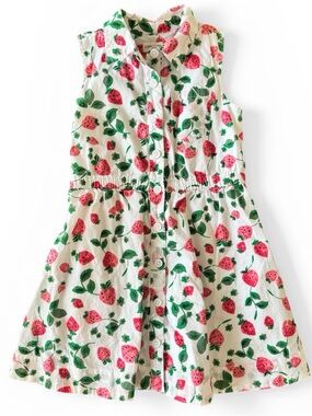 Crewcuts White Strawberry Print Sleeveless Shirt Dress size 5